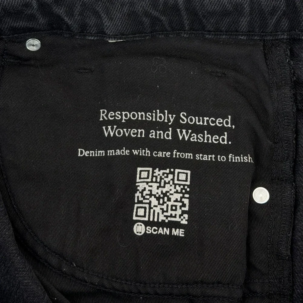 Cotton On Super Baggy Mens Jeans Washed Black Wide Leg Distressed Hem 34x30